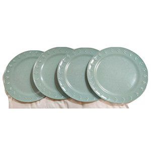 Precidio Melamine 11” Diameter (4) Platter Plate Aqua Turquoise Speckle Design